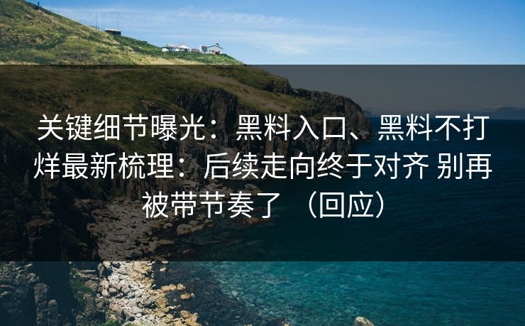 关键细节曝光：黑料入口、黑料不打烊最新梳理：后续走向终于对齐 别再被带节奏了 （回应）