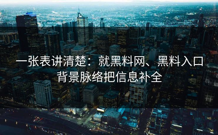 一张表讲清楚：就黑料网、黑料入口背景脉络把信息补全