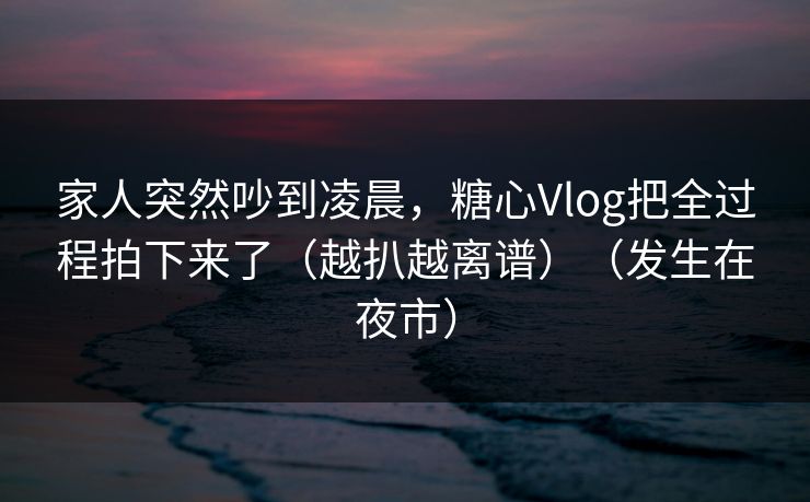 家人突然吵到凌晨，糖心Vlog把全过程拍下来了（越扒越离谱）（发生在夜市）
