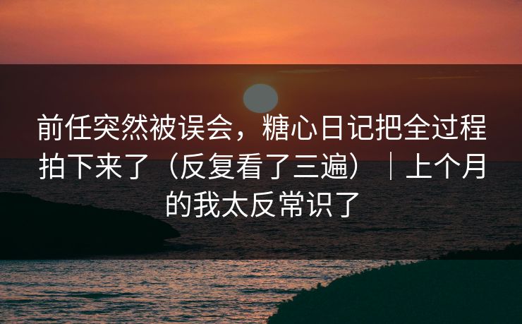 前任突然被误会，糖心日记把全过程拍下来了（反复看了三遍）｜上个月的我太反常识了