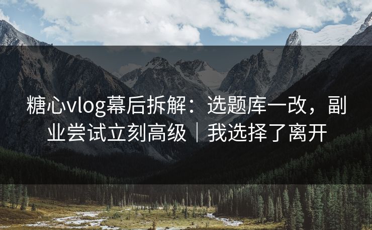 糖心vlog幕后拆解：选题库一改，副业尝试立刻高级｜我选择了离开