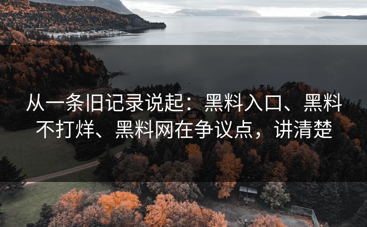 从一条旧记录说起：黑料入口、黑料不打烊、黑料网在争议点，讲清楚