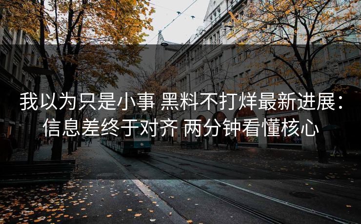 我以为只是小事 黑料不打烊最新进展：信息差终于对齐 两分钟看懂核心