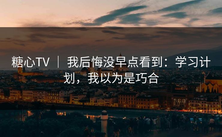 糖心TV ｜ 我后悔没早点看到：学习计划，我以为是巧合
