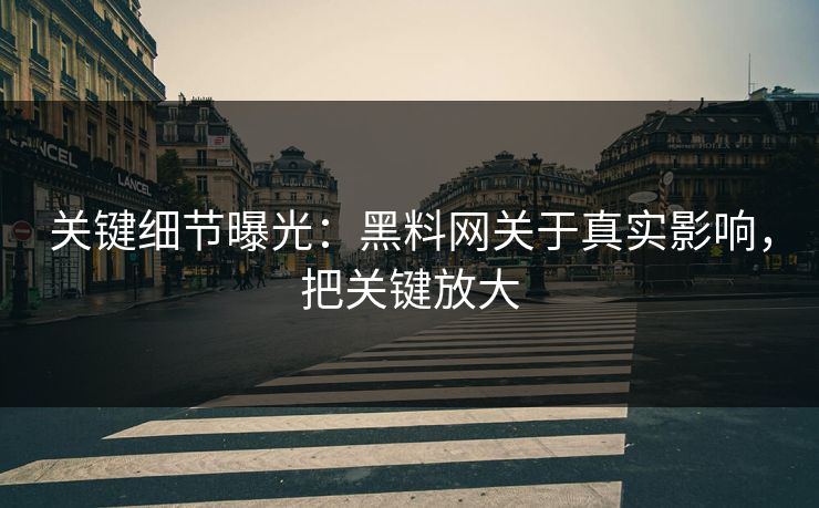 关键细节曝光：黑料网关于真实影响，把关键放大