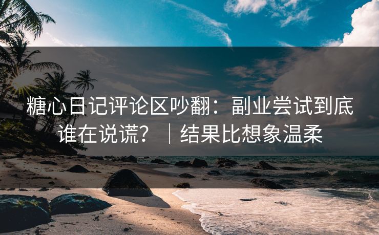 糖心日记评论区吵翻：副业尝试到底谁在说谎？｜结果比想象温柔