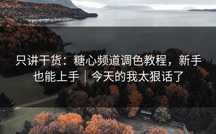 只讲干货：糖心频道调色教程，新手也能上手｜今天的我太狠话了
