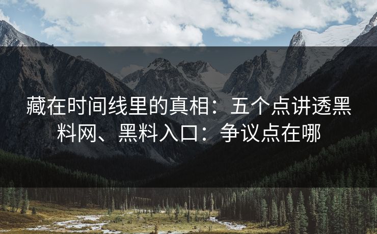 藏在时间线里的真相：五个点讲透黑料网、黑料入口：争议点在哪