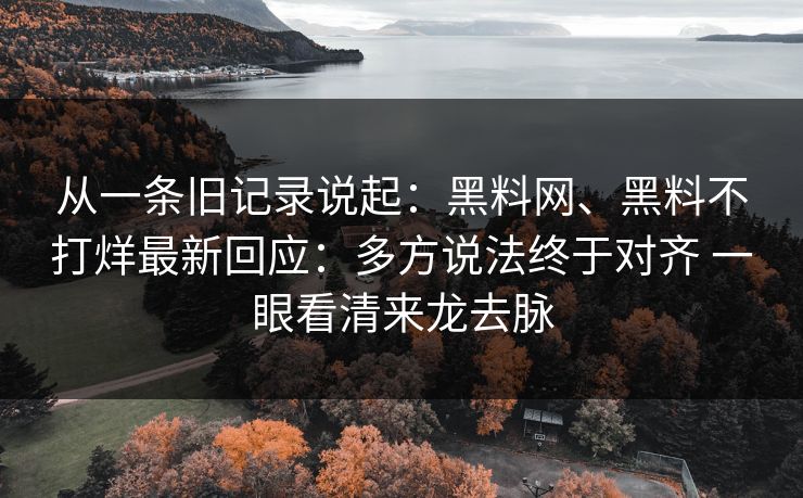 从一条旧记录说起：黑料网、黑料不打烊最新回应：多方说法终于对齐 一眼看清来龙去脉