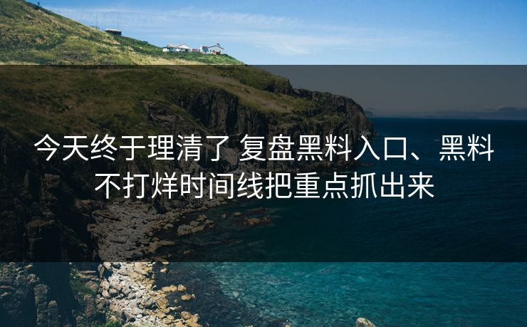 今天终于理清了 复盘黑料入口、黑料不打烊时间线把重点抓出来
