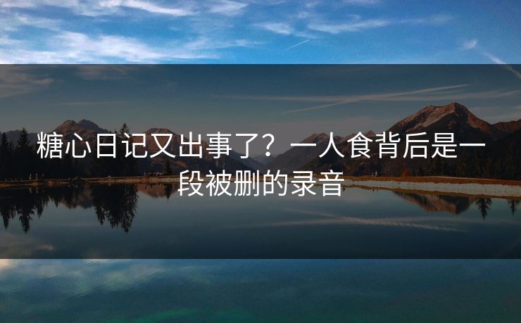糖心日记又出事了？一人食背后是一段被删的录音