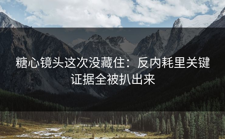 糖心镜头这次没藏住：反内耗里关键证据全被扒出来