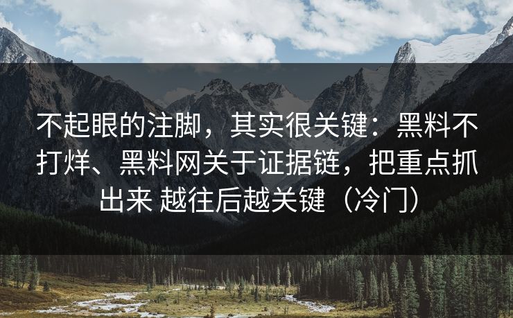 不起眼的注脚，其实很关键：黑料不打烊、黑料网关于证据链，把重点抓出来 越往后越关键（冷门）