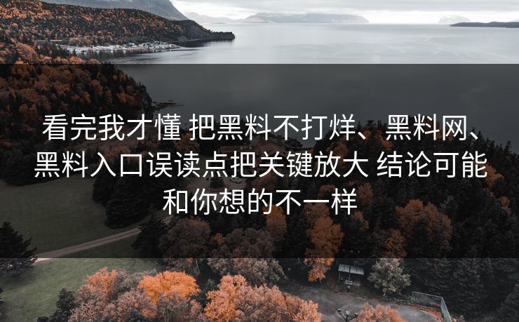看完我才懂 把黑料不打烊、黑料网、黑料入口误读点把关键放大 结论可能和你想的不一样
