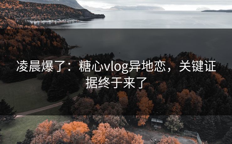 凌晨爆了：糖心vlog异地恋，关键证据终于来了