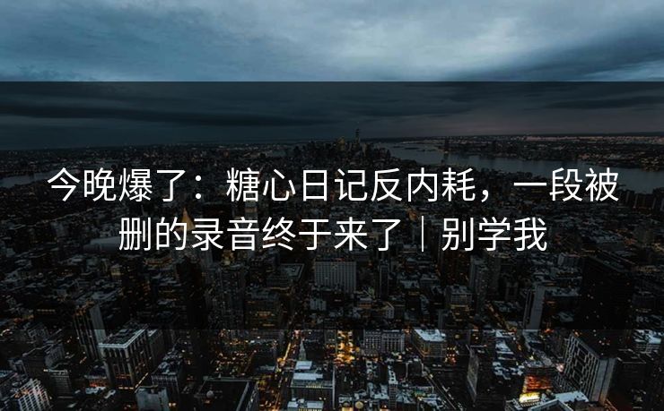 今晚爆了：糖心日记反内耗，一段被删的录音终于来了｜别学我