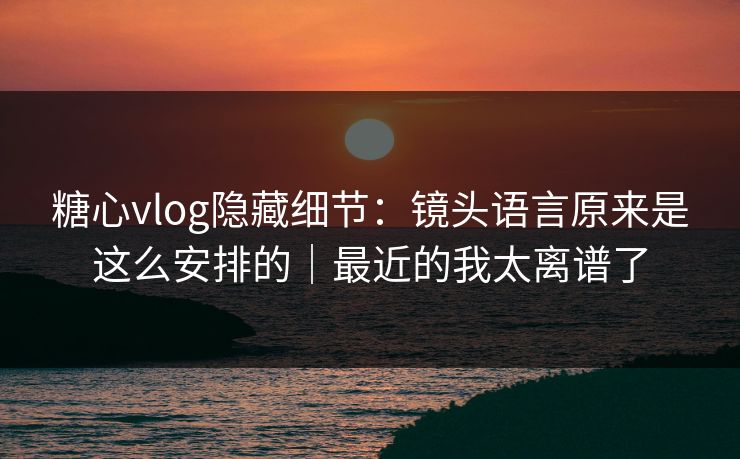 糖心vlog隐藏细节：镜头语言原来是这么安排的｜最近的我太离谱了
