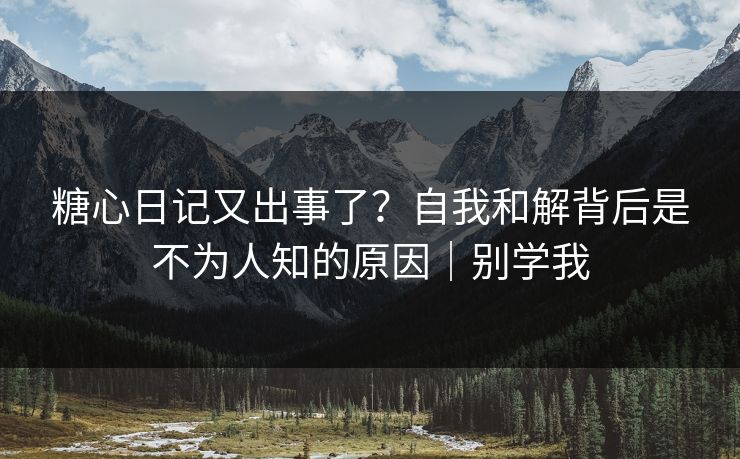 糖心日记又出事了？自我和解背后是不为人知的原因｜别学我